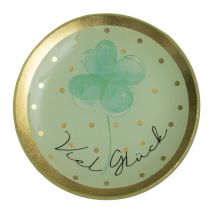 Giftcompany Love Plates Glasteller VIEL GLÜCK Dekoteller Rund Mint Grün
