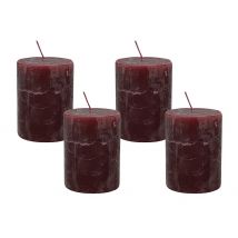 4 Rustic Stumpenkerzen Premium Kerze Dunkelrot 6x8cm - 28 Std Brenndauer