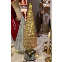 Tischleuchte LED Weihnachtsbaum Glas Drehend Timer Dekoleuchte Weihnachten 38cm