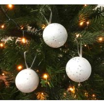 Christbaumkugeln Schneeball Weiß 12 Stück Bruchfest Weihnachtsbaumkugeln 6cm