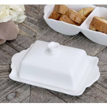 Chic Antique Provence Butterdose Porzellan Weiß Vintage Stil