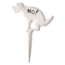 Verbotsschild Hundehaufen NO! Hundekot Hinweisschild Gusseisen Weiß