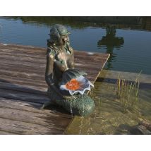 Ubbink AcquaArte Oslo Meerjungfrau Gartenbrunnen Set Bronze-Optik LED Springbrunnen