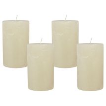 4 Rustic Stumpenkerzen Premium Kerze Creme Weiss 7x12cm - 55 Std Brenndauer