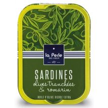 La Perle des Dieux Sardinen mit zweierlei Oliven und Rosmarin - Dose 115 g