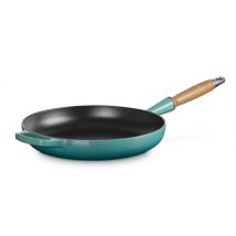 Le Creuset Bratpfanne mit Holzgriff Signature Gusseisen Bleu Riviera Blau 28cm