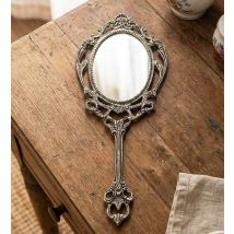 Handspiegel Prinzessin Silber Barock Schminkspiegel Antik-Stil Karneval Halloween