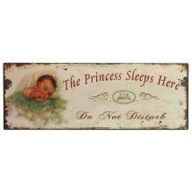 Nostalgie Blechschild "The Princess Sleeps Here" Kinderzimmer Dekoschild 36x13cm