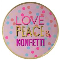 Giftcompany Love Plates Glasteller LOVE PEACE & KONFETTI Rund Rosa 13cm