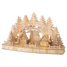 Schwibbogen beleuchtet Lichterbogen Holz Weihnachtsdorf Weihnachten Timer