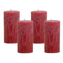 4 Rustic Stumpenkerzen Premium Kerze Rot 7x15cm - 65 Std Brenndauer