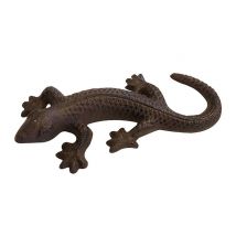 Dekofigur Gecko Eidechse Echse Briefbeschwerer Gusseisen Antik-Stil Braun