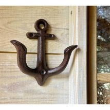Garderobenhaken Anker Doppelhaken Maritim Gusseisen Antik-Braun