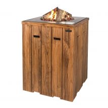 Happy Cocooning Feuertisch Teak-Holz Stehtisch quadratisch grau 760x1000mm