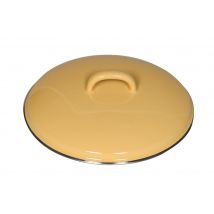 Riess Deckel Emaille Pastell Gelb mit Chromrand 20cm