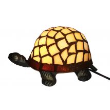 Tiffany-Leuchte Schildkröte Tiffanylampe Tischlampe Tischleuchte Weiß