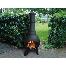 Terrassenofen Gusseisen Aztekenofen Terassenkamin Schwarz 104cm