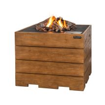 Happy Cocooning Lounge & Dining Feuertisch TEAK-Holz schwarz 760 x 760 x 675 mm
