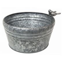 Blumentopf Rund Vögel Zink Vintage Stil Pflanztopf Übertopf Metall 23 cm