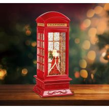 Schneelaterne Schneegestöber Beleuchtung Telefonzelle Weihnachtsmann Rot Wassergefüllt