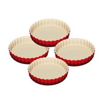 Le Creuset Tarte-Form 4er-Set Steinzeug Kirschrot 11cm