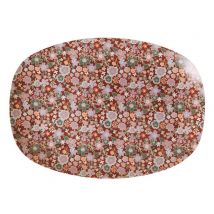 Rice Melamin Teller Rechteckig Floral Print Blumen Muster 16,5x23cm