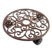 Pflanzenroller Blumentrolley Gusseisen Antik-Braun Blumenroller Pflanzentrolley