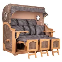 Strandkorb Amrum Grande XXL Teak Bullauge PE grey Dessin 500