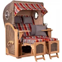 Strandkorb Amrum Teak PE grey Dessin 584