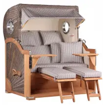 Strandkorb Norderney Teak Bullauge PE grey Dessin 501