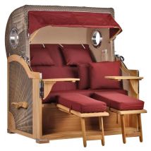 Strandkorb Norderney Teak Bullauge PE grey Dessin 550