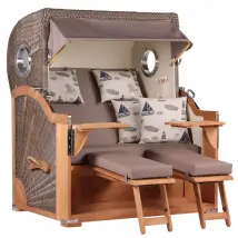 Strandkorb Norderney Teak Bullauge PE grey Dessin 540