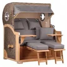 Strandkorb Norderney Teak Bullauge PE grey Dessin 551