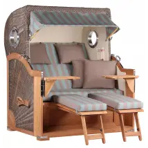 Strandkorb Norderney Teak Bullauge PE grey Dessin 520