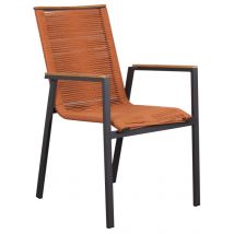 Dining Stapelsessel Alicante Rope Terracotta mit Teakarmlehne
