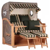 Strandkorb Norderney Teak Bullauge PE grey Dessin 506