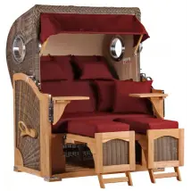 Strandkorb Amrum Teak PE grey Dessin 550