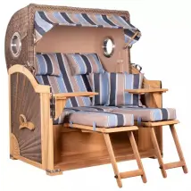 Strandkorb Norderney Teak Bullauge PE grey Dessin 580