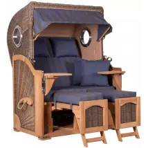 Strandkorb Amrum Teak PE grey Dessin 582