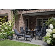 Gartenmöbelset Relaxsessel Merida + Hocker mit Tisch Tarifa 160/210 x 90 cm