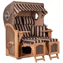 Strandkorb Amrum Teak PE grey Dessin 581