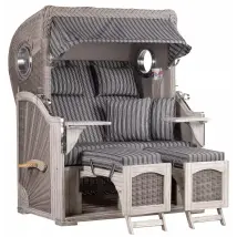 Strandkorb Amrum Mahagoni washed grey PE koboo grey Dessin 500
