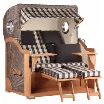 Strandkorb Norderney Teak Bullauge PE grey Dessin 505