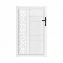 Portillon PVC sur mesure décor carré Arles - Fabrication Française - Sens d'ouverture au choix - Avec ou sans motorisation - Gefradis