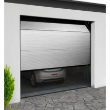 Porte de garage sectionnelle motorisée microlignée à portillon - Couleurs & Dimensions sur mesure - Fabrication Française - Gefradis