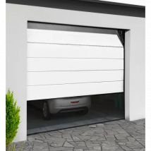 Porte de garage sectionnelle motorisée monoligne à portillon - Couleurs & Dimensions sur mesure - Fabrication Française - Gefradis