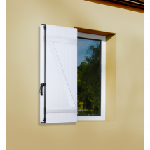 Volet battant PVC 1 vantail à barres et écharpes blanc largeur 530 mm - Couleurs & Dimensions sur mesure - Fabrication Française - Gefradis