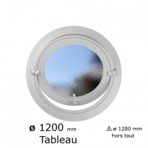 Oeil de boeuf rond basculant PVC vitrage brouillé ø tableau 1200 mm - Couleurs & Dimensions sur mesure - Fabrication Française - Vitrage et pose menu