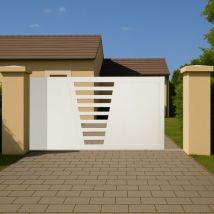 Portail coulissant PVC sur-mesure CAMBRAI - Fabrication Française - Sens d'ouverture au choix - Avec ou sans motorisation - Gefradis