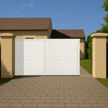 Portail coulissant PVC sur-mesure ARLES blanc - Fabrication Française - Sens d'ouverture au choix - Avec ou sans motorisation - Gefradis